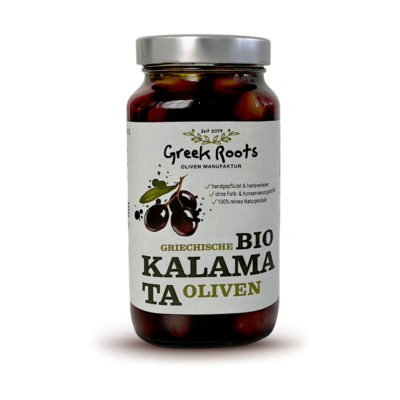 Greek Roots Olivenmanufaktur BIO Kalamata Oliven